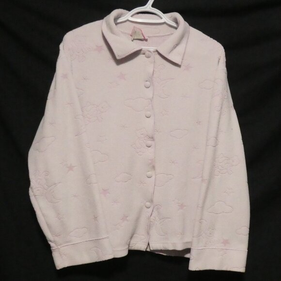 CELESTE | large | Adorable Fleece Light Pink Teddy Bear and Cloud Pajama Shirt - Picture 1 of 16